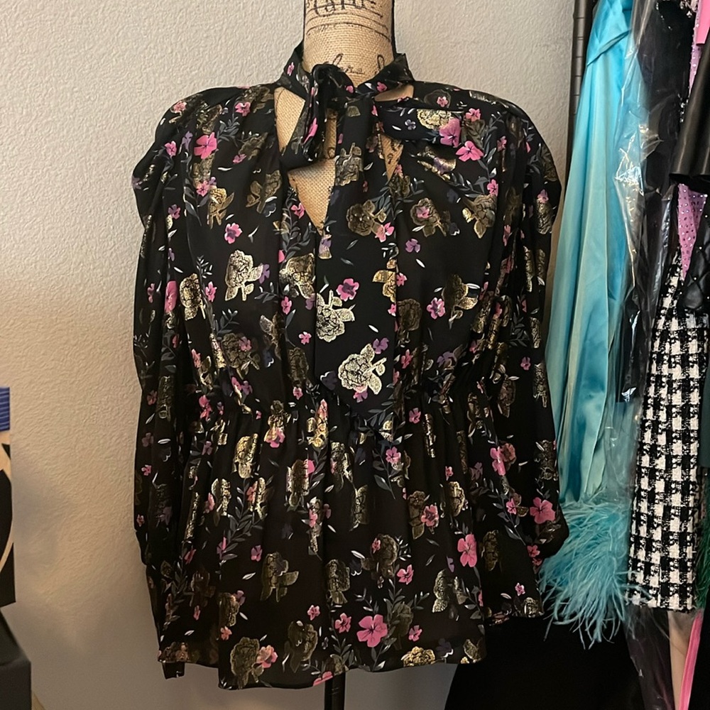 Zara bow tie blossom blouse
